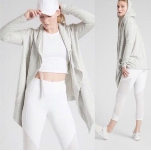 ATHLETA Vista Wrap Open Hooded Cardigan Sweatshirt Women’s S Athleisure Travel - Picture 1 of 13